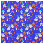 Tissu halloween groovy disco champignons effrayants (Échantillon)