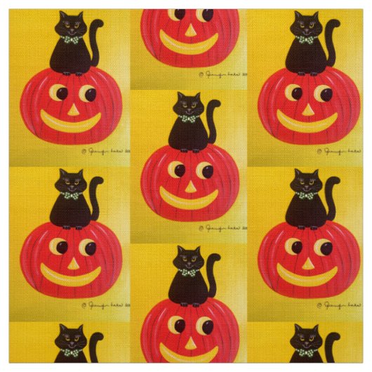 Tissu Halloween Kitty Kitty (Échantillon)