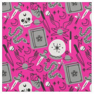 Tissu halloween occulte magique mystique ésotérique rose