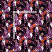 Tissu Halloween rétro violet (Carreau)