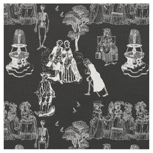 Tissu halloween squelette toile rococo antique crâne (Fermer)
