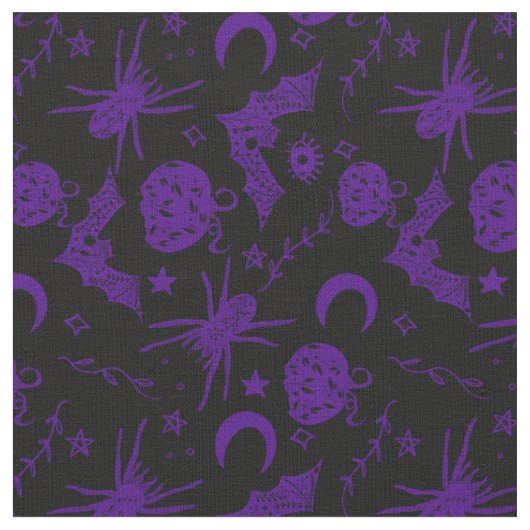 Tissu Halloween violet magique (Fermer)