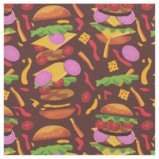 Tissu hamburger cheeseburourg brown (Fermer)