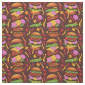Tissu hamburger cheeseburourg brown (Échantillon)