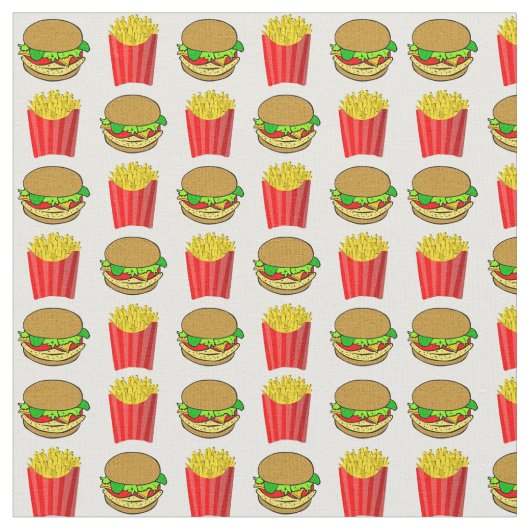 Tissu Hamburgers drôles et frites (Fermer)