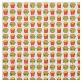 Tissu Hamburgers drôles et frites (Échantillon)
