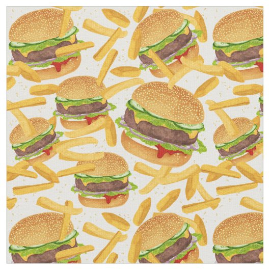 Tissu Hamburgers et frites (Fermer)