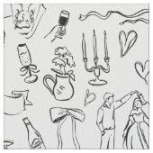 Tissu hand drawn wedding marriage bridal toile (fermé)