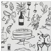 Tissu hand drawn wedding marriage champagne fountain (fermé)