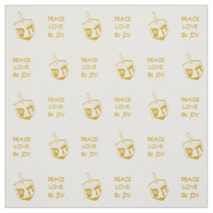 Tissu Hanoukka DREIDEL GOLD Peace Love Joy