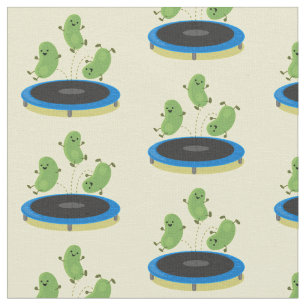 Tissu Haricots verts mignons sur dessin animé trampoline