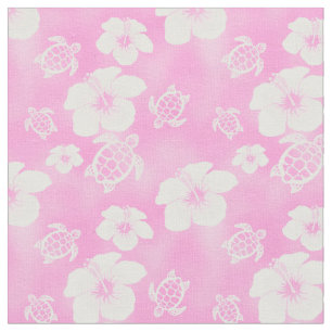 Tissu Hawaïen rose de Honu de ketmie