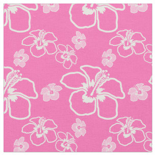 Tissu Hawaïen rose de ketmie