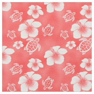 Tissu Hawaïen rouge de Honu de ketmie