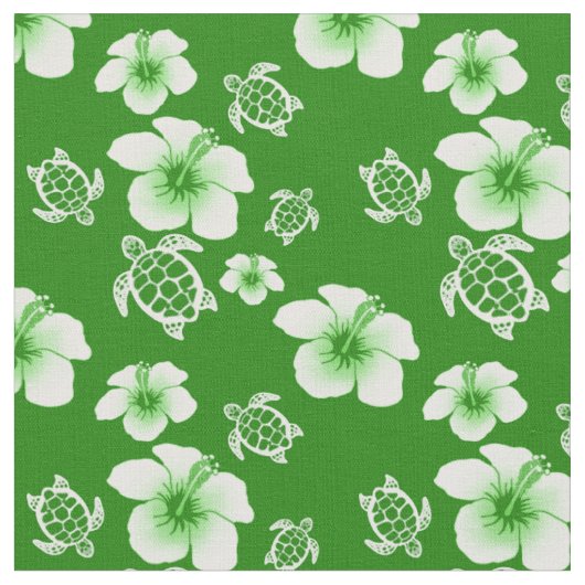 Tissu Hawaïen vert de Honu de ketmie (Fermer)
