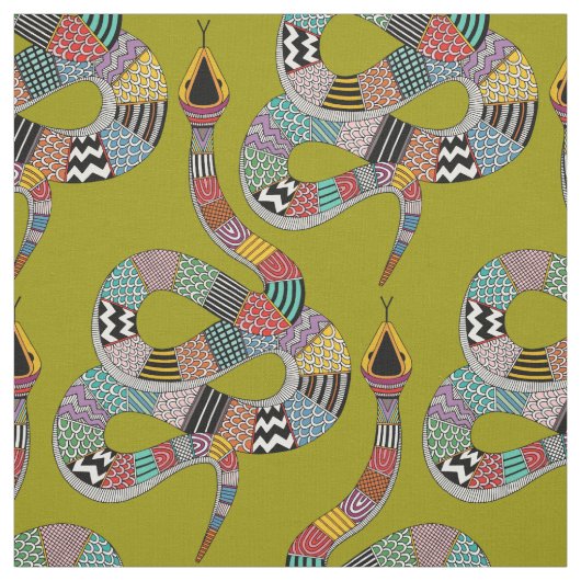 Tissu herbe de serpent graphique verte (Échantillon)