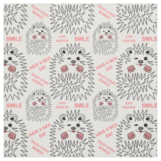 Tissu Hérisson drôle Et Motif De Texte Positif (Échantillon)