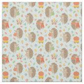 Tissu Hérisson mignon avec Petit Feuille bleu (Échantillon)