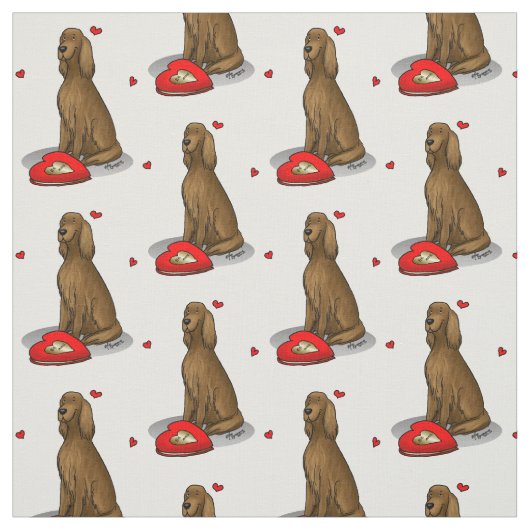 Tissu Heureuse Sainte-Valentin Be Mine Irish Setter (rou (Échantillon)