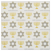 Tissu HEUREUX HANOUKKA | Étoile de David | Menorah (Échantillon)
