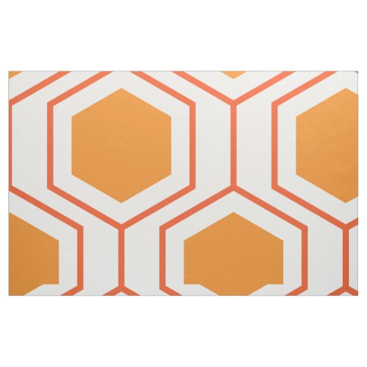 Tissu Hexagon abstract geometrical pattern en orange et (Fat Quarter)