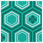 Tissu Hexagonal Kimono Impression, Turquoise et Blanc (Fermer)