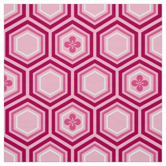 Tissu Hexagonal Kimono Imprimer, Bourgogne et rose (Échantillon)