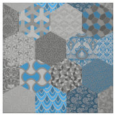 Tissu Hexagones de Patchwork Bleu et gris (Échantillon)