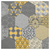 Tissu Hexagones de Patchwork Jaune et gris (Échantillon)