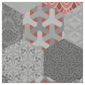Tissu Hexagones de Patchwork rouge et gris (Fermer)