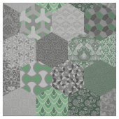 Tissu Hexagones de Patchwork Vert et gris (Échantillon)