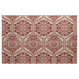 Tissu Hexagones du XIe siècle - Rouge foncé sur lin