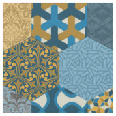 Tissu Hexagons de Patchwork Moutarde et Marine (Fermer)
