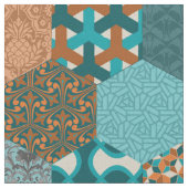 Tissu Hexagons Peacock et cuivre (Fermer)