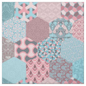Tissu Hexagons rose et turquoise (Échantillon)