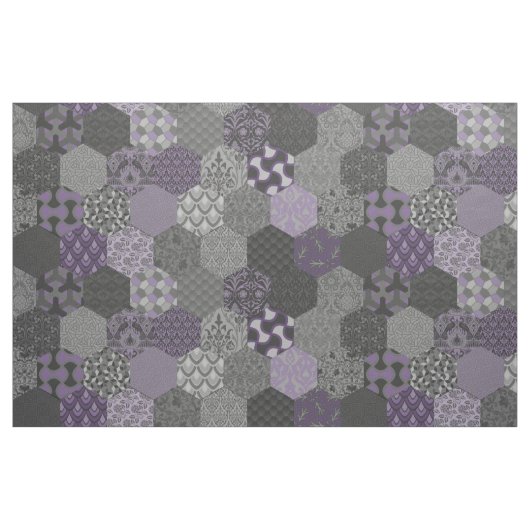 Tissu Hexagons violet et gris (Fat Quarter)