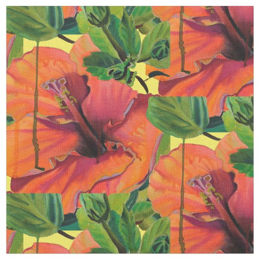 Tissu Hibiscus d'été tropical (Fermer)