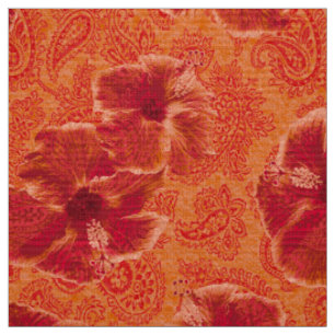 Tissu Hibiscus Paisley Vintage Floral Psychédélique