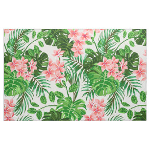 Tissu Hibiscus rose de la jungle tropicale