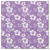 Tissu Hibiscus Violet Et Blanc Honu Hawaiian Fabric (Échantillon)