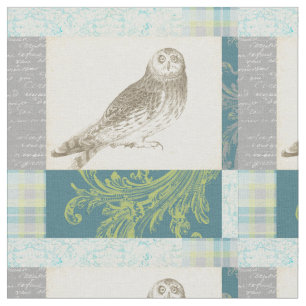 Tissu Hibou gris sur l'arrière - plan de motif
