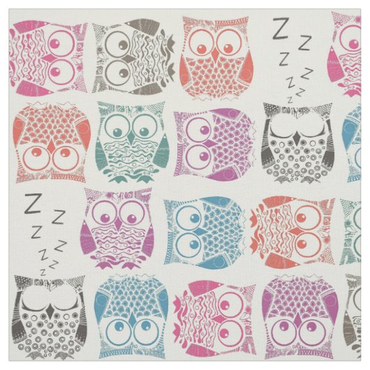 Tissu hibou sherbet léger (Échantillon)