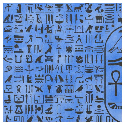 Tissu Hiéroglyphes bleus (Fermer)
