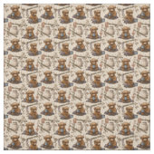 Tissu Highland Cow Morning Coffee Cozy Farmhouse Pattern (Échantillon)