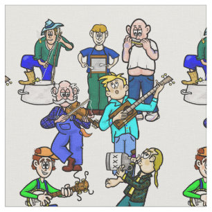 Tissu Hillbilly Jug Band Musiciens Fabric