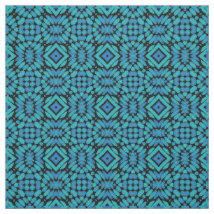 Tissu Hip Turquoise Blue Green Black Tribal Art Motif