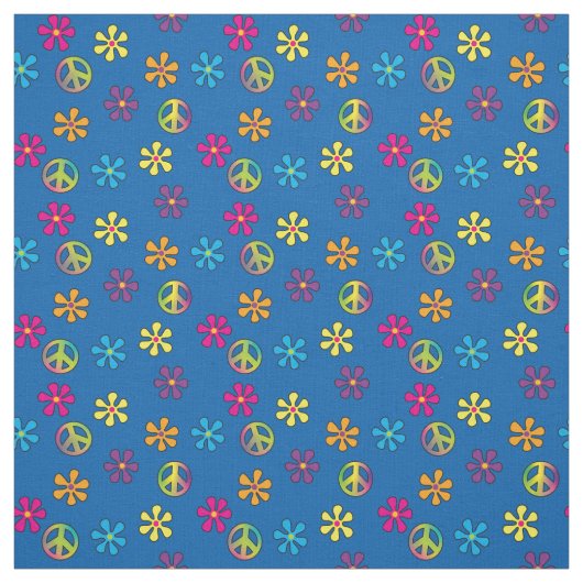 Tissu Hippie Paix et Douche Fleur (Échantillon)