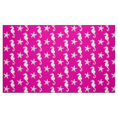 Tissu Hippocampe et étoile de mer - blanc sur rose fuchs (Fat Quarter)