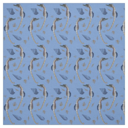 Tissu Hippocampe Frénétique (Bleu) (Échantillon)