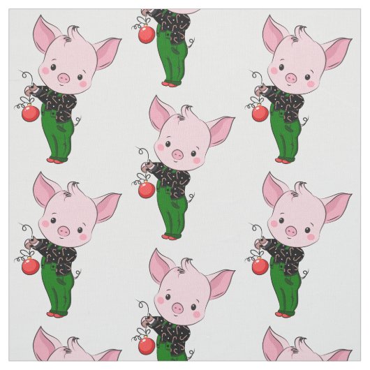 Tissu hipster cochon de noël (Échantillon)